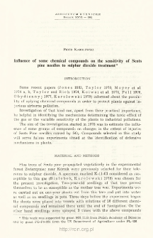 Influence of some chemical compounds on the sensitivity of Scots pine needles to sulphur dioxide treatment