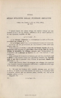 Sullo sviluppo delle funzioni implicite. « rend. Acc. Lincei », s. 5ª, vol. XVI (2˚ sem. 1907), pp-2-12