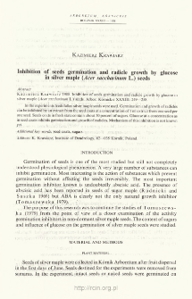 Inhibition of seeds germination and radicle growth by glucose in silver maple (Acer saccharinum L.) seeds