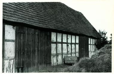 A half-timbered barn