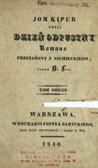 Jom Kipur czyli Dzień odpustny : romans T. 2