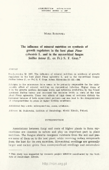 The influence of mineral nutrition on synthesis of growth regulators in the host plant Pinus sylvestris L. and in the mycorrhizal fungus Suillus luteus (L. ex Fr.) S. F. Gray