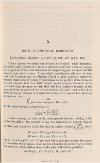 Note on spherical harmonics