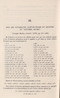 Sur les covariants irréductibles du quantic du septiéme ordre