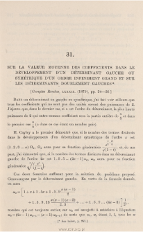 Sur la valeur moyenne des coefficients dans le développement d'un déterminant gauche ou symétrique d'un ordre infiniment grand et sur les déterminants doublement gauches