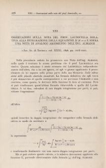 Osservazioni sulla Nota del Prof. Lauricella relativa alla integrazione della equazione [Delta]2 [Delta]2 = 0 e sopra una Nota di analogo argomento dell'Ing. Almansi