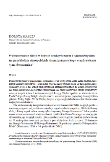 Use of the Bible in apocryphal texts and preaching materials on the basis of Old Polish translationsof the pericope on the healing of the courtier’s son