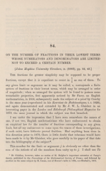 On the number of fractions in their lowest terms whose numerators and denominators are limited not to exceed a certain number