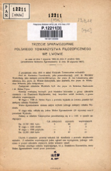 Trzecie Sprawozdanie Polskiego Towarzystwa Filozoficznego we Lwowie za czas od 1. stycznia do 31. grudnia 1905