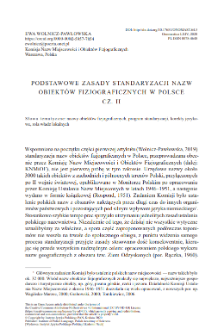 Podstawowe zasady standaryzacji nazw obiektów fizjograficznych w Polsce. Cz. II