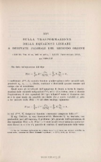 Sulla trasformazione delle equazioni lineari a derivate parziali del secondo ordine. « Atti Ist. Ven. di Sc., Lett. ed Arti », t. LXXII, parte II (1913), pp. 1331-1357