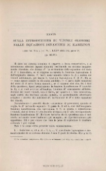 Sulla introduzione di vincoli olonomi nelle equazioni dinamiche di Hamilton. « Atti Ist. Ven. di Sc., Lett. ed Arti », ser. 7ª, t. LXXV (1915-16), pp. 387-395
