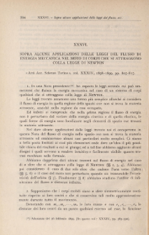Sopra alcune applicazioni delle leggi del flusso di energia meccanica nel moto dei corpi che si attraggona colla legge di Newton
