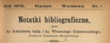 Notatki Bibliograficzne 1903 N.1