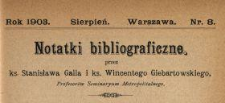 Notatki Bibliograficzne 1903 N.8