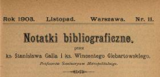 Notatki Bibliograficzne 1903 N.11