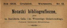 Notatki Bibliograficzne 1903 N.12