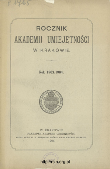 Rocznik Akademii Umiejętności w Krakowie.