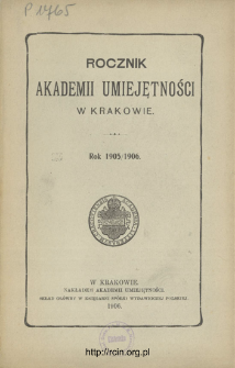 Rocznik Akademii Umiejętności w Krakowie.