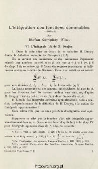 L'intégration des fonctions sommables