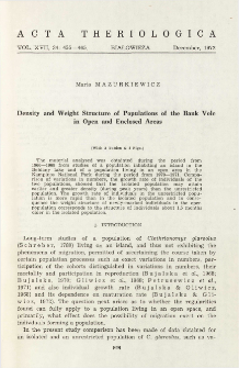 Density and weight structure of populations of the bank vole in open and enclosed areas