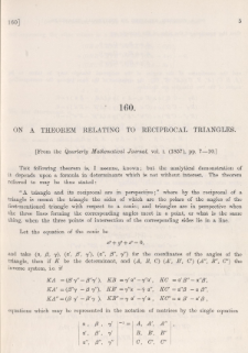 On a theorem relating to reciprocal triangels