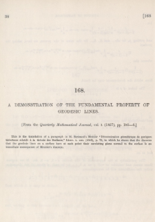 A demonstration of the fundamental property of geodesic lines