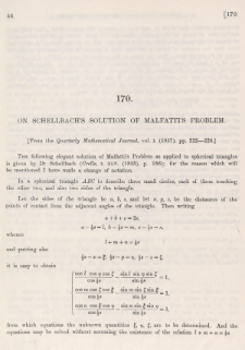 On Schellbach's solution of Malfatti's problem