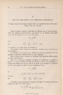 Sur les équations aux dérivées partielles