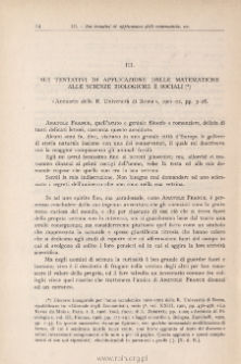 Sui tentativi di applicazione delle Matematiche alle scienze biologiche e sociali