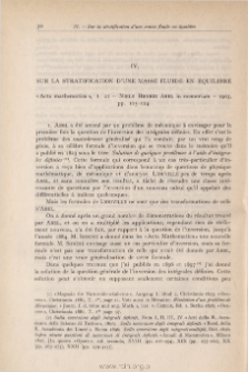 Sur la stratification d'une masse fluide en équilibre