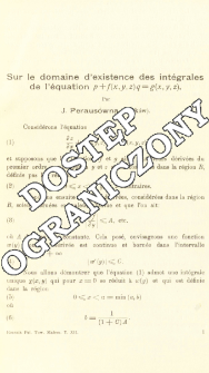 Sur le domaine d'existence des intégrales de l'équation p + f(x,y,z)q + g(x,y,z)