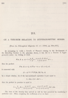 On a theorem relating to hypergemetic series