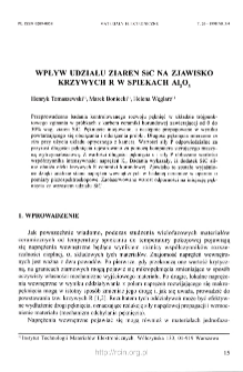 Wpływ udziału ziaren SiC na zjawisko krzywych R w spiekach Al2O3 = Effect if SiC particulate addition on R-curve behaviour of alumina