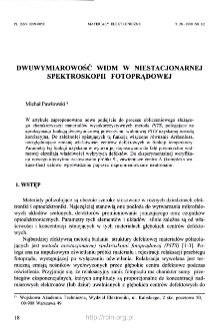 Dwuwymiarowość widm w niestacjonarnej spektroskopii fotoprądowej =Two-dimensional spectra in photoinduced transient spectroscopy