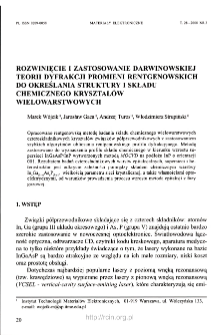 Rozwinięcie i zastosowanie darwinowskiej teorii dyfrakcji promieni rentgenowskich do określania struktury i składu chemicznego kryształów wielowarstwowych = Development and application of Darwin x-ray diffraction theory for structure and chemical composition determination in multilayered crystals