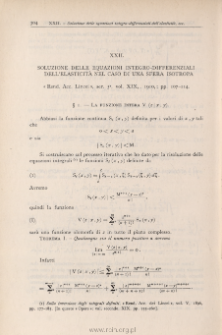 Soluzione delle equazioni integro-differenziali dell'elasticità nel caso di una sfera isotropa