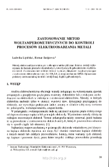 Zastosowanie metod woltamperometrycznych do kontroli procesów elektroosadzania metali