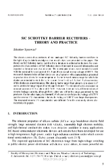 SiC Schottky barrier rectifiers - theory and practice = Diody prostownicze Schottky'ego z węglika krzemu Teoria i praktyka