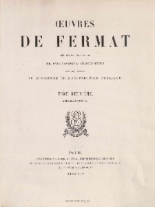 Oeuvres de Fermat. T. 2, Correspondance, spis i dodatki