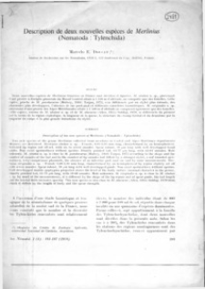 Description de deux nouvelles espèces de Merlinius (Nematoda: Tylenchida)