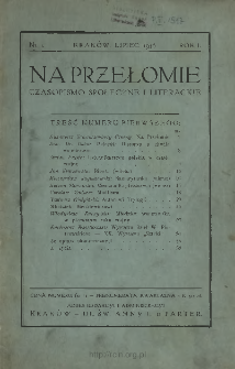 Na Przełomie : czasopismo społeczne i literackie 1916 N.1
