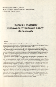 Techniki i materiały stosowane w budowie ogniw słonecznych = Techniques and materials used in production of solar cells