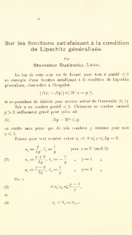 Sur les fonctions satisfaisant à la condition de Lipschitz generalisée