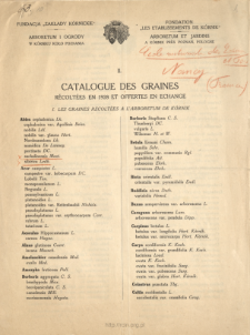 II. Catalogue des graines récoltées en 1928 et offertes en echange