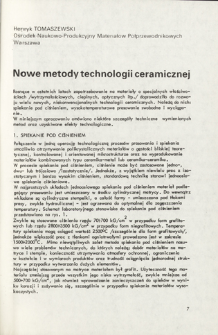 Nowe metody technologii ceramicznej = A new method of ceramic technology