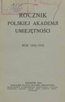 Rocznik Polskiej Akademii Umiejętności. Rok 1932/1933
