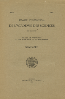 Anzeiger der Akademie der Wissenschaften in Krakau, Philologische Klasse, Historisch-Philosophische Klasse. No. 9 Novembre (1901)