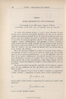 Sopra equazioni di tipo integrale. "Proc. of the fifth intern. Congr. of Math. (Cambridge, 22-28 VIII 1912)