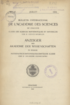 Bulletin International de L'Académie des Sciences de Cracovie. Classe des Sciences Mathématiques et Naturelles. Anzeiger der Akademie der Wissenschaften in Krakau. Mathematisch-Naturwissenschaftliche Klasse. Reihe B, Biologische Wissenschaften. Série B, Sciences Naturelles, No 7